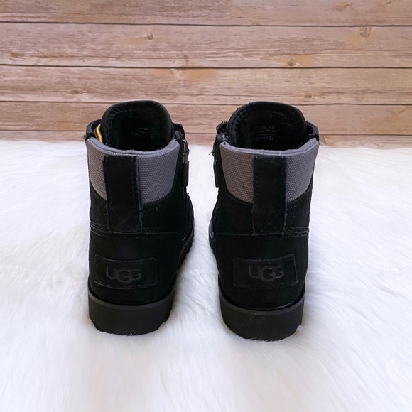 UGG Kids Hilmar CWR Waterproof Lace Up Black Suede Boots - Picture 6 of 9